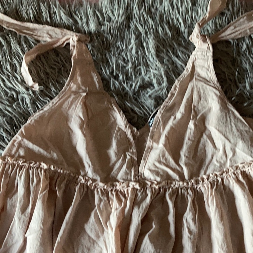 Tan babydoll adjustable tie top